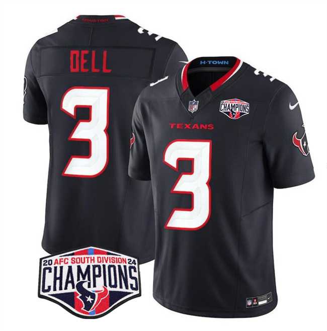 Men%27s Houston Texans #3 Tank Dell Navy F.U.S.E. 2024 AFC South Division Champions Vapor Limited Stitched Jersey